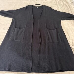 Evans Cardigan Sweater Womens 28 Black Open Front Longline Pockets Knit Plus